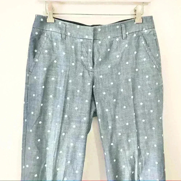 J. Crew Chambray Polka Dot City Fit Ankle Pants - Picture 2 of 7